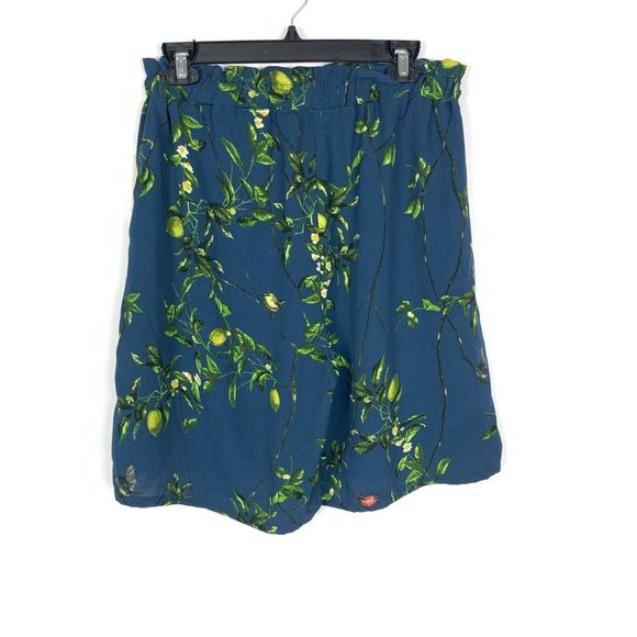 Anthropologie S Oversized Lemon Fruit Print Bermuda Shorts Elastic Waist Boho - Picture 4 of 8